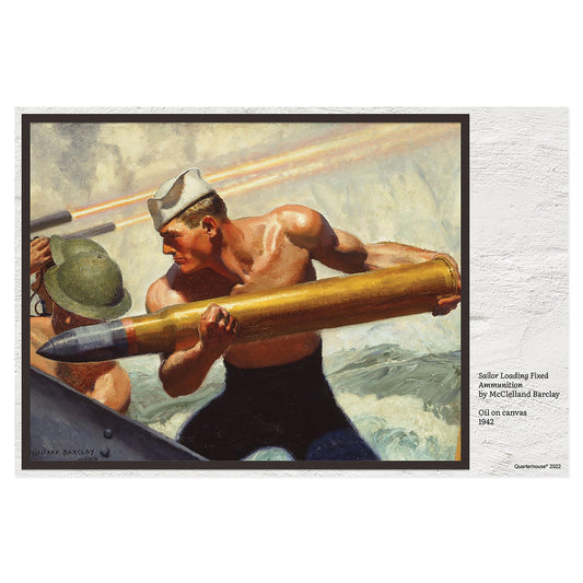 Quarterhouse WWII, 'Sailor Loading Fixed Ammunition' Poster, Social Studies Classroom Materials for Teachers