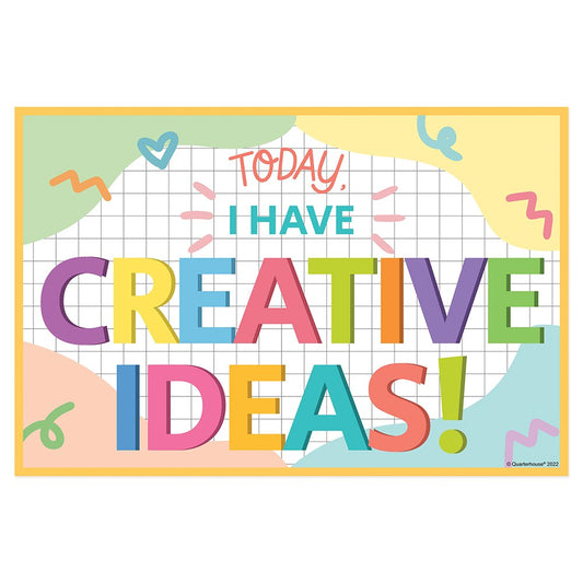 Quarterhouse 'Creative Ideas' Positive Affirmation Poster, Elementary Classroom Materials for Teachers