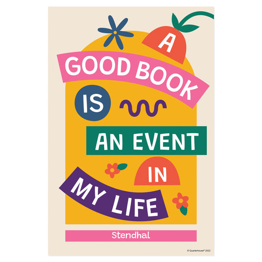 Quarterhouse Reading is Fun Quotes - Stendhal (Marie-Henri Beyle) Poster, English-Language Arts Classroom Materials for Teachers
