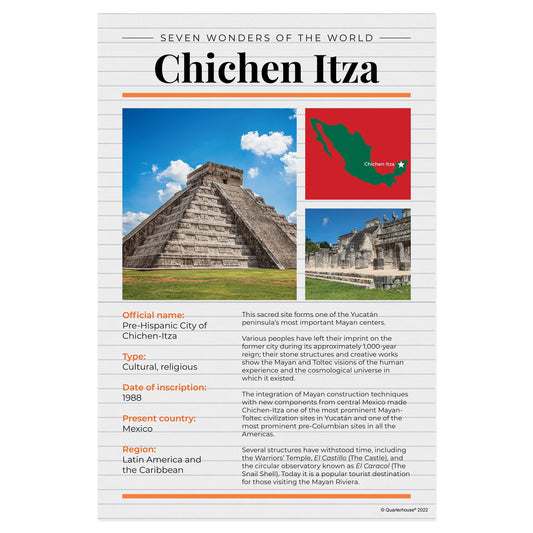 Quarterhouse 7 Wonders - Chichen Itza Poster, Social Studies Classroom Materials for Teachers