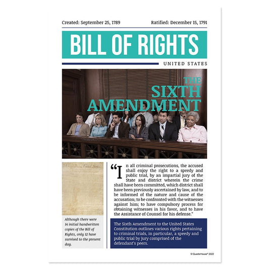 Quarterhouse Sixth Amendment Poster, Social Studies Classroom Materials for Teachers
