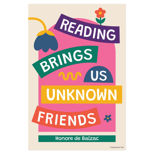 Quarterhouse Reading is Fun Quotes - Honore De Balzac Poster, English-Language Arts Classroom Materials for Teachers