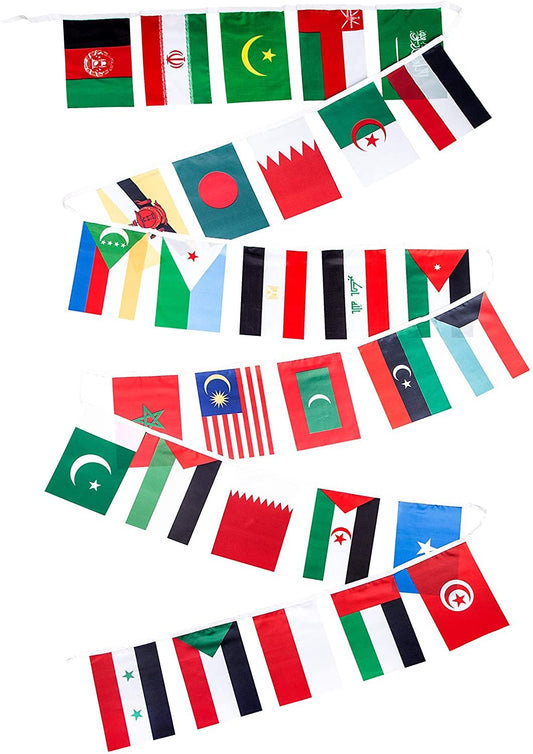 Quarterhouse Islamic Country Flags - 30 (Officially) Islamic Countries Per String - Polyester, 8 x 12 Inches
