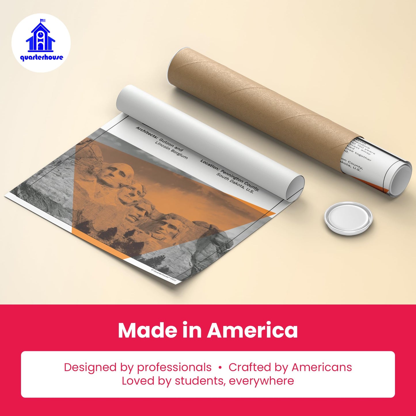 Quarterhouse American Landmarks Poster Set, Social Studies Classroom Learning Materials for K-12 Students and Teachers, Set of 8, 12 x 18 Inches, Extra Durable