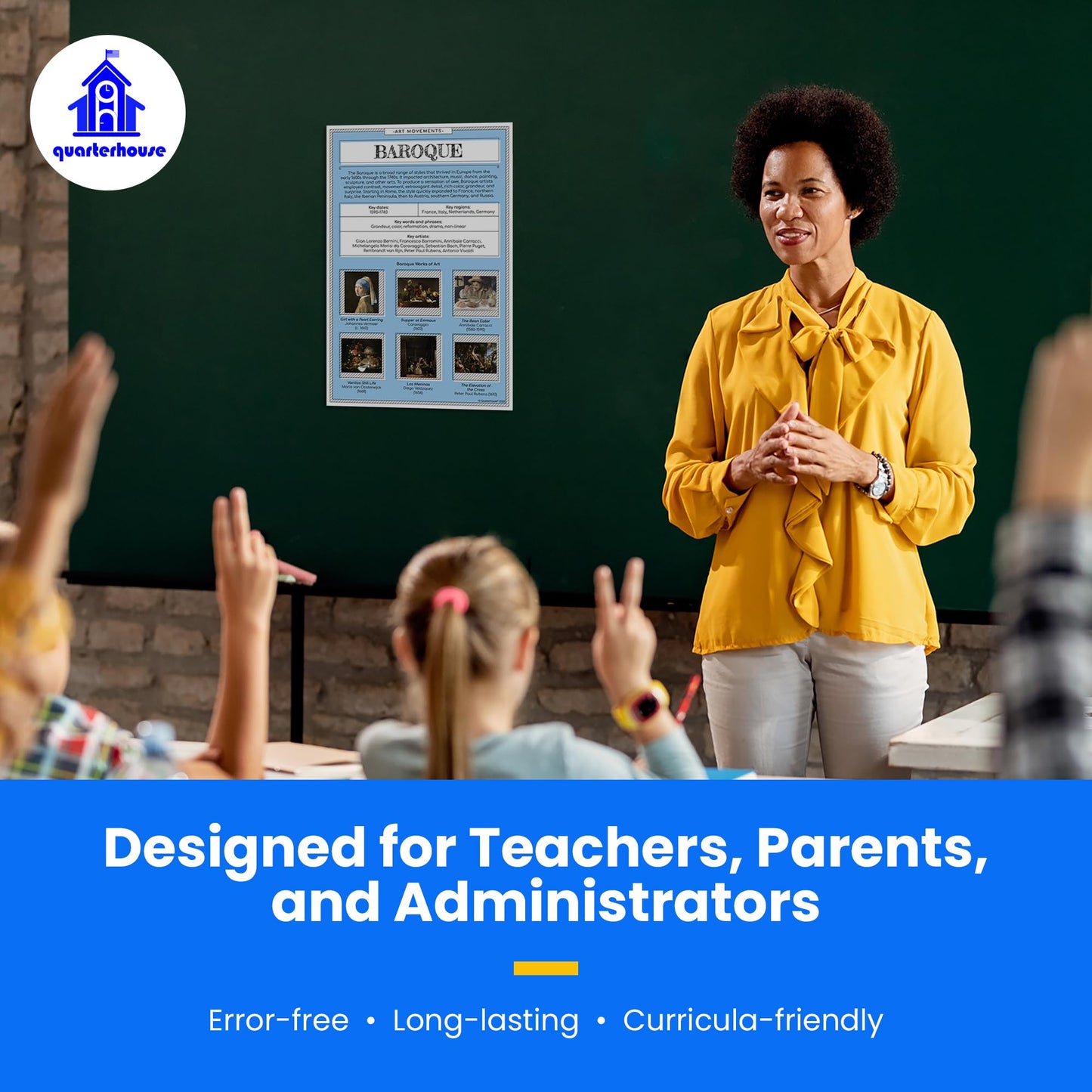 Quarterhouse Art Movements Poster Set, Art Classroom Learning Materials for K-12 Students and Teachers, Set of 6, 12 x 18 Inches, Extra Durable