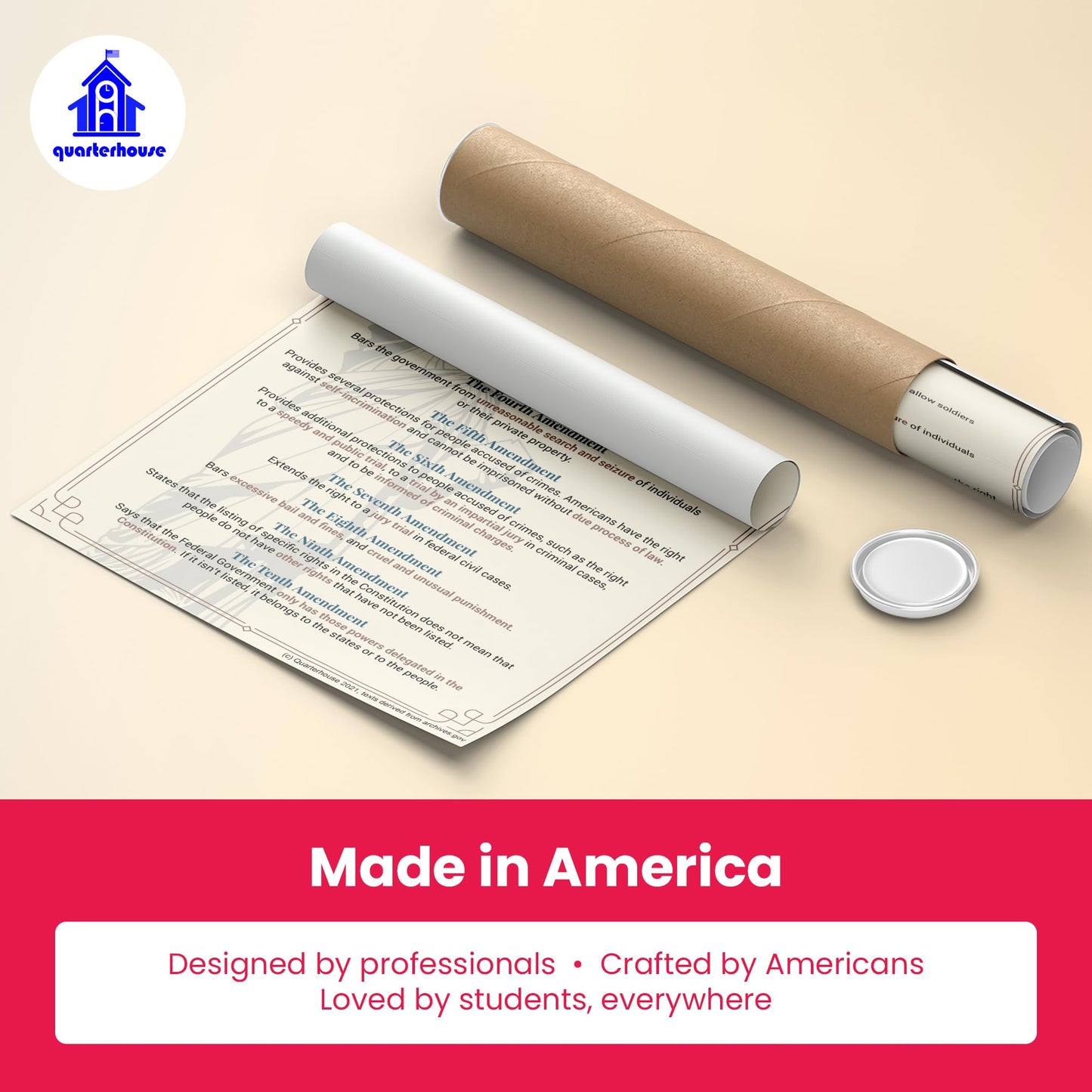 Quarterhouse Important Documents From US History Poster Set, Social Studies Classroom Learning Materials for K-12 Students and Teachers, Set of 4, 12 x 18 Inches, Extra Durable