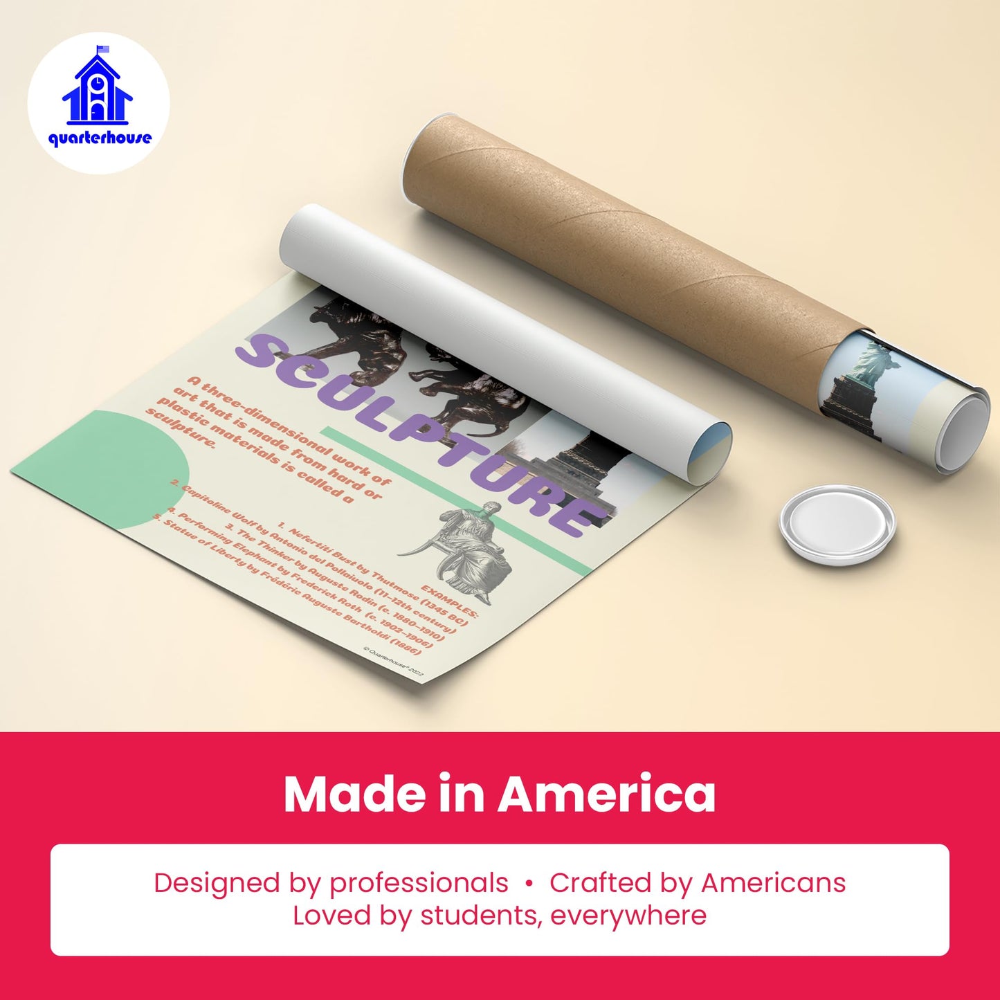 Quarterhouse Art Mediums Poster Set, Art Classroom Learning Materials for K-12 Students and Teachers, Set of 6, 12 x 18 Inches, Extra Durable