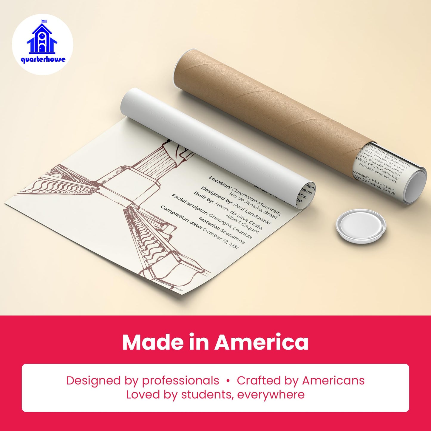 Quarterhouse Famous Landmarks of the World Poster Set, Social Studies and Geography Classroom Learning Materials for K-12 Students and Teachers, Set of 6, 12 x 18 Inches, Extra Durable