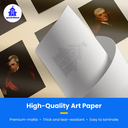 Quarterhouse Early US President Portraits - Washington, Jefferson, and Jackson Poster Set, Social Studies Classroom Learning Materials for K-12 Students and Teachers, Set of 3, 12 x 18 Inches, Extra Durable