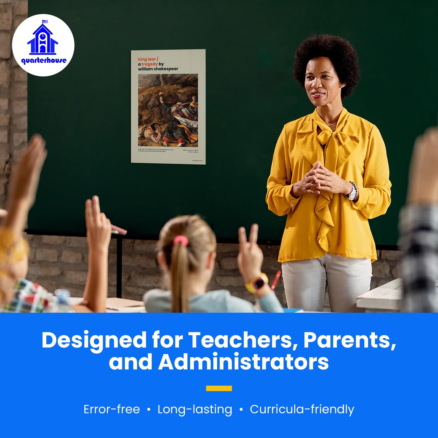 Quarterhouse Shakespeare Poster Set, English-Language Arts Classroom Learning Materials for K-12 Students and Teachers, Set of 8, 12x18, Extra Durable