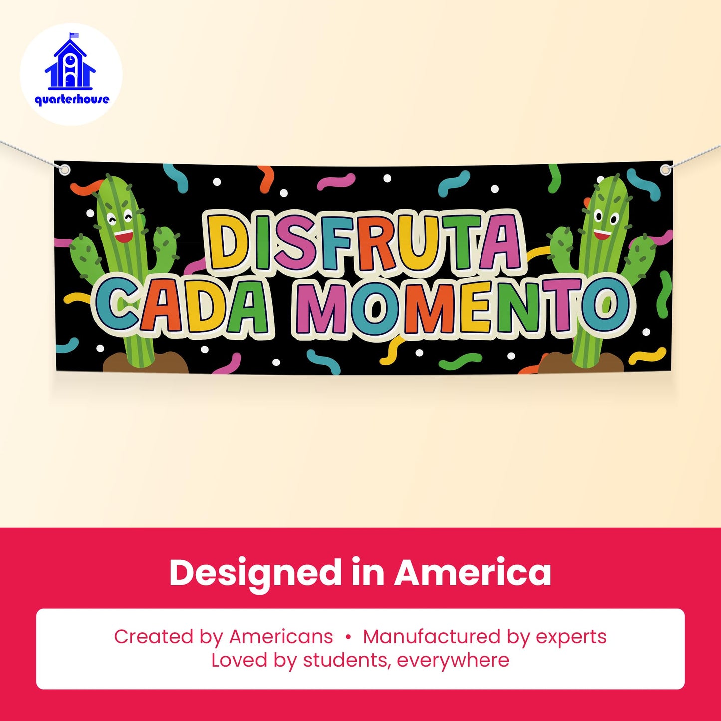 Quarterhouse Spanish Motivational (A) Banner Set, Spanish - ESL Classroom Learning Materials for K-12 Students and Teachers, Set of 3, 39 x 13.5 Inches, Extra Durable