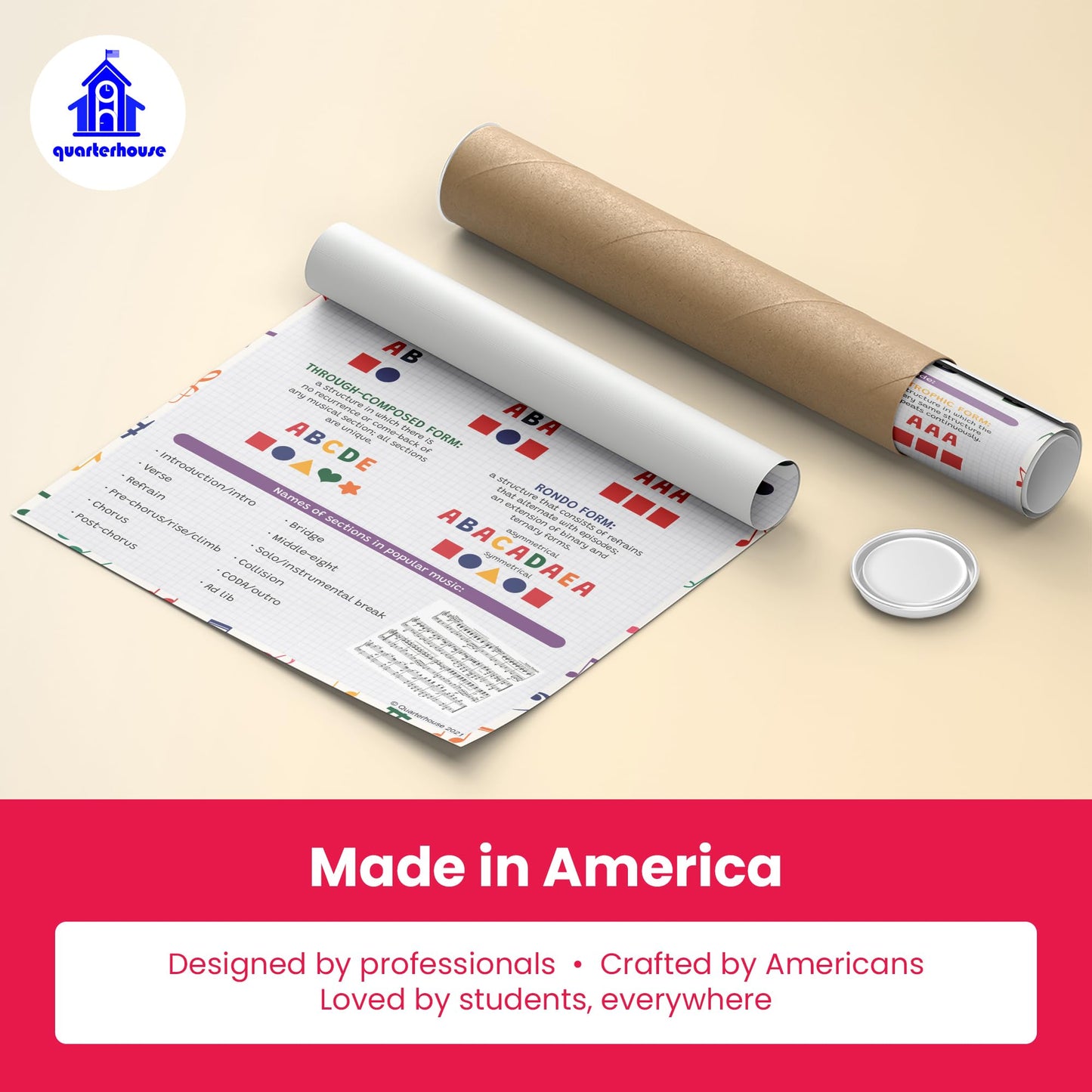 Quarterhouse Elements of Music Poster Set, Music (Band, Orchestra, and Choir) Classroom Learning Materials for K-12 Students and Teachers, Set of 6, 12 x 18 Inches, Extra Durable