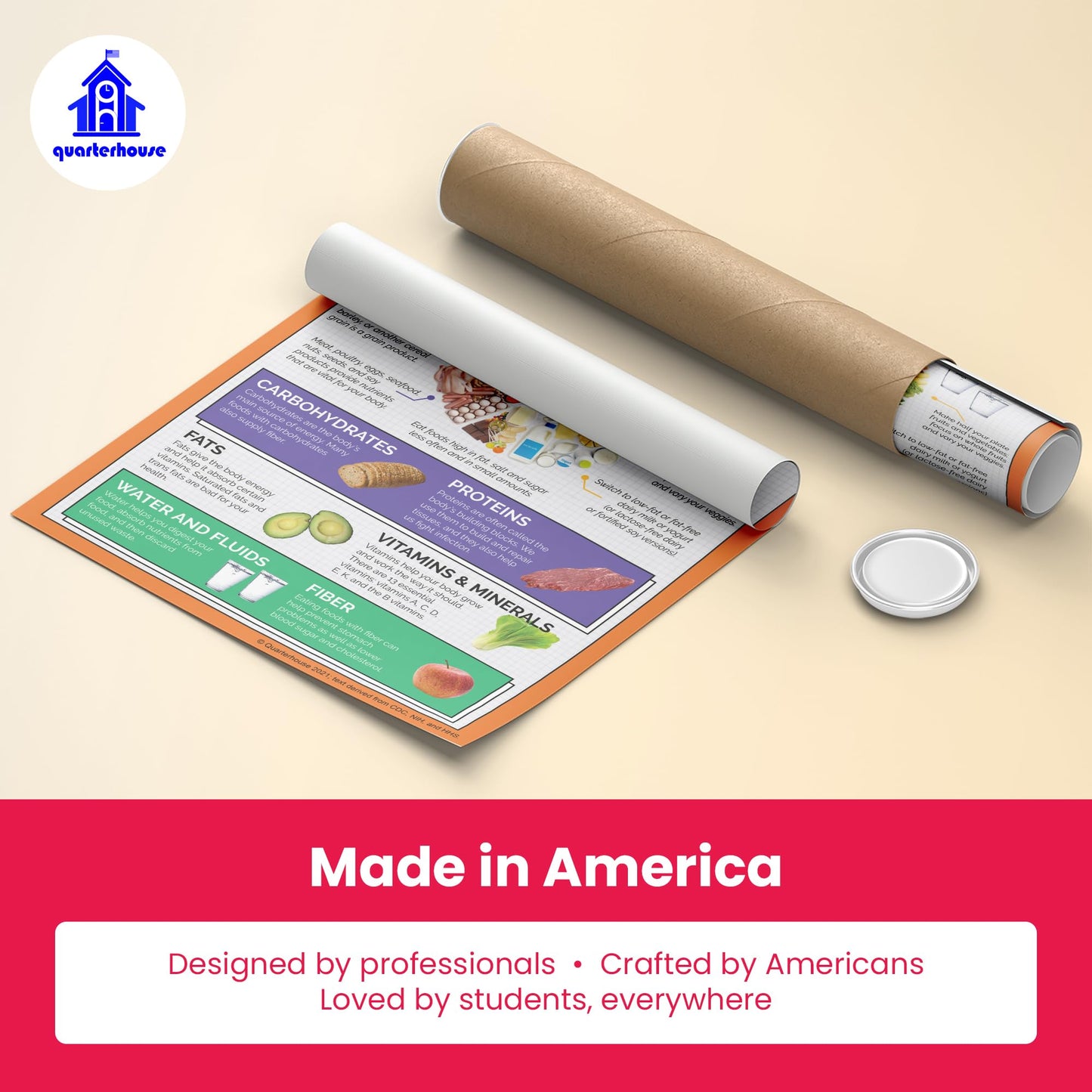 Quarterhouse Healthy Lifestyles Poster Set, Health and Physical Education Classroom Learning Materials for K-12 Students and Teachers, Set of 5, 12 x 18 Inches, Extra Durable