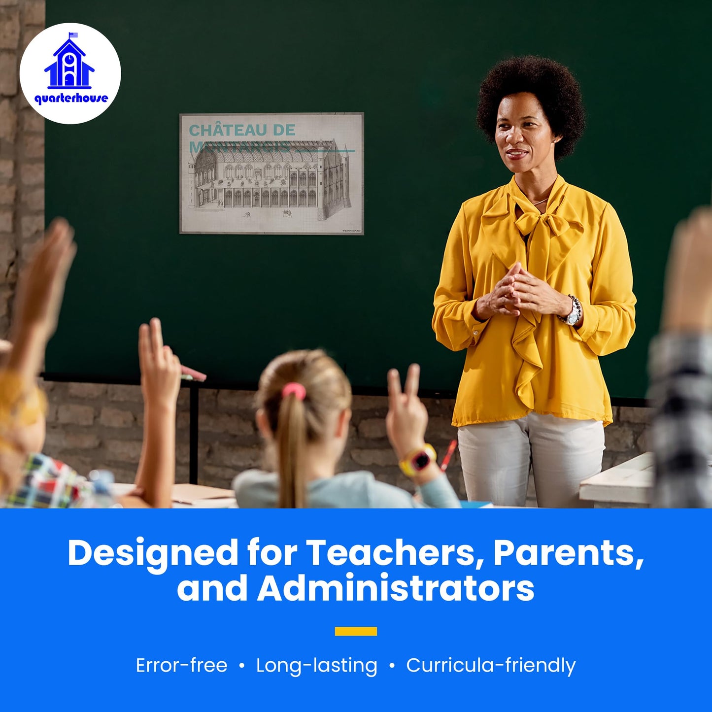 Quarterhouse Famous Chateaux of France, Architectural Blueprints Poster Set - Art, Design, and Drafting Classroom Learning Materials for K-12 Students and Teachers, Set of 8, 12 x 18 Inches, Extra Durable