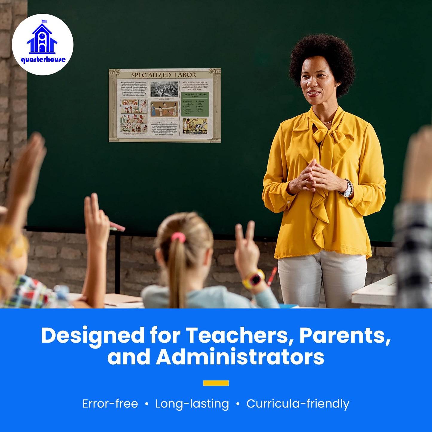 Quarterhouse 5 Pillars of Civilization Poster Set, US History and Civics Classroom Learning Materials for K-12 Students and Teachers, Set of 6, 12 x 18 Inches, Extra Durable