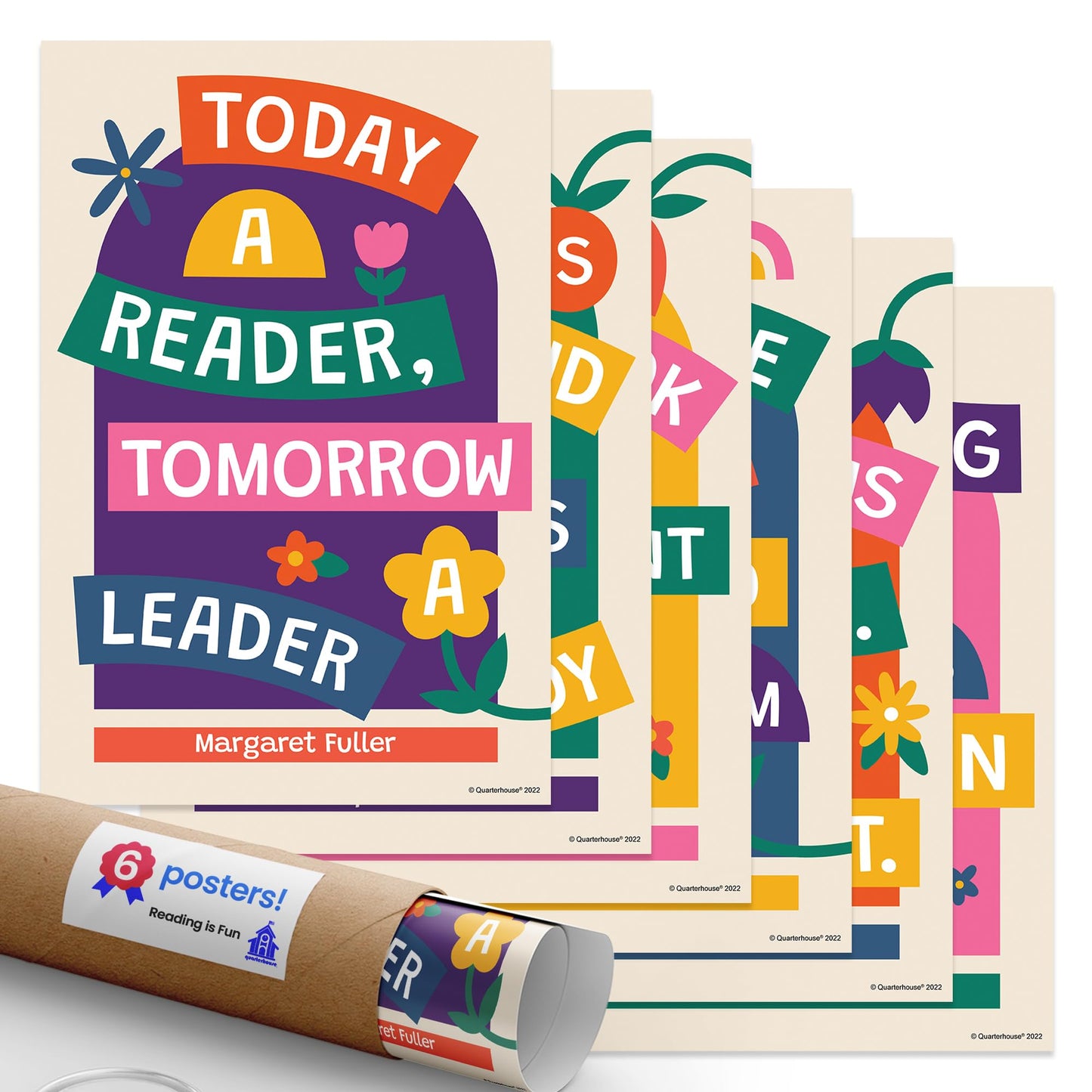 Quarterhouse Reading is Fun Poster Set, English - Language Arts Classroom Learning Materials for K-12 Students and Teachers, Set of 6, 12 x 18 Inches, Extra Durable