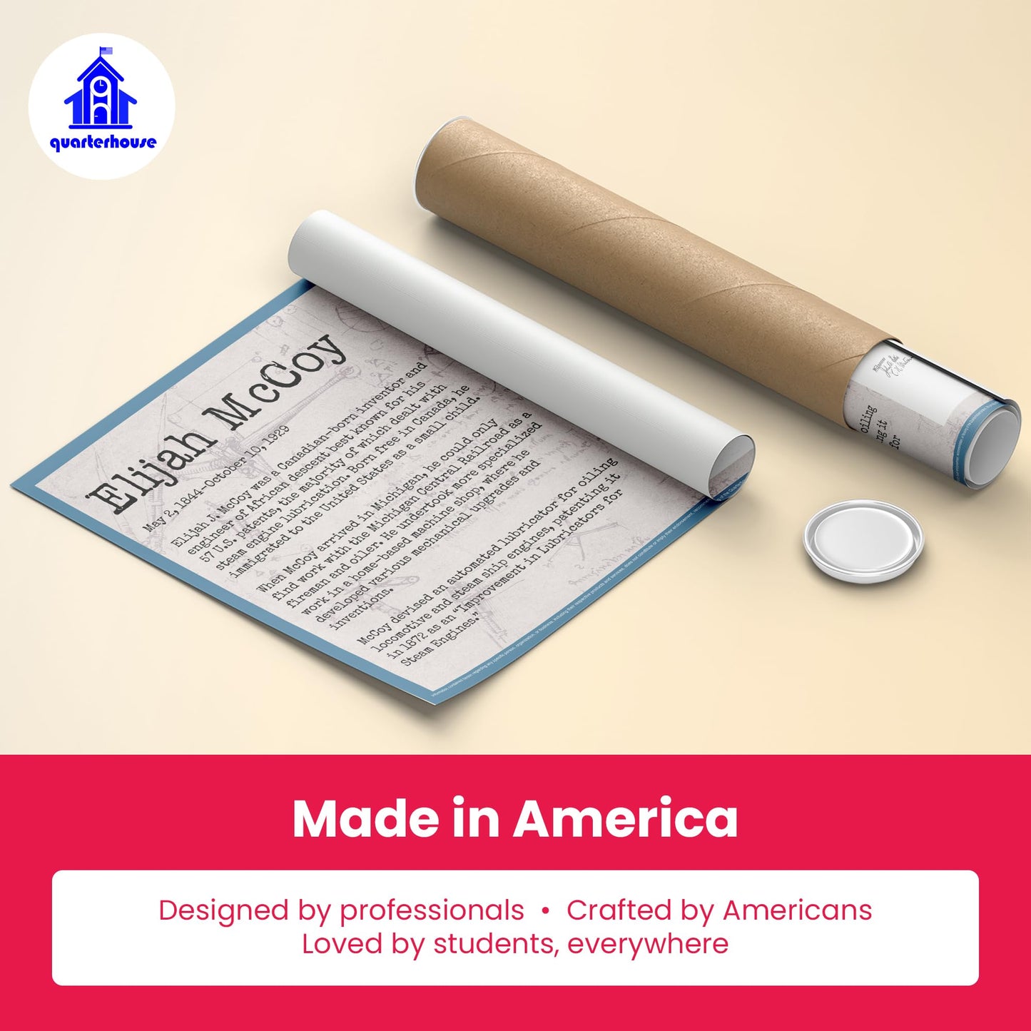 Quarterhouse Black Inventors Poster Set, STEM and History Classroom Learning Materials for K-12 Students and Teachers, Set of 7, 12 x 18 Inches, Extra Durable