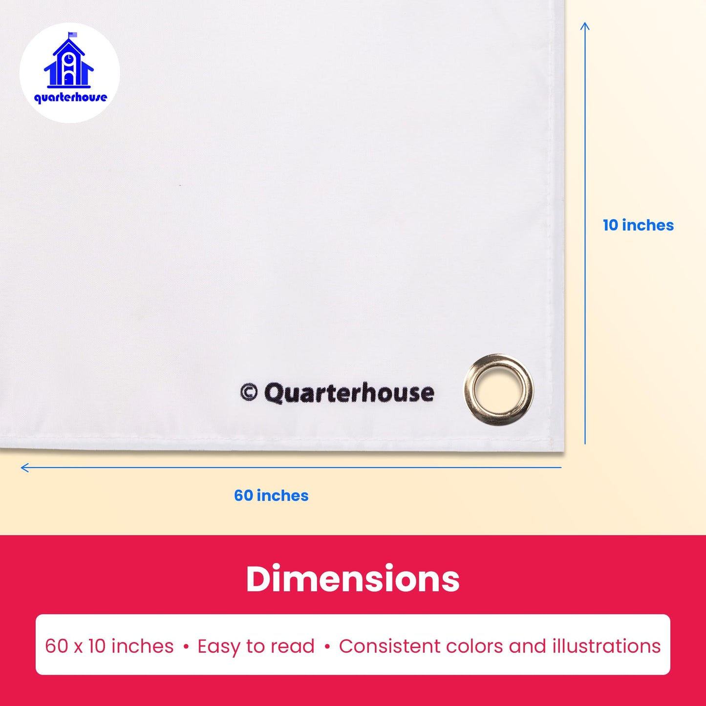 Quarterhouse Japanese Welcome Banner for Japanese Classrooms, Restaurants, Bilingual Businesses, Special Events - Flag of Japan (White & Red) Background - Polyester, 60 x 10 Inches