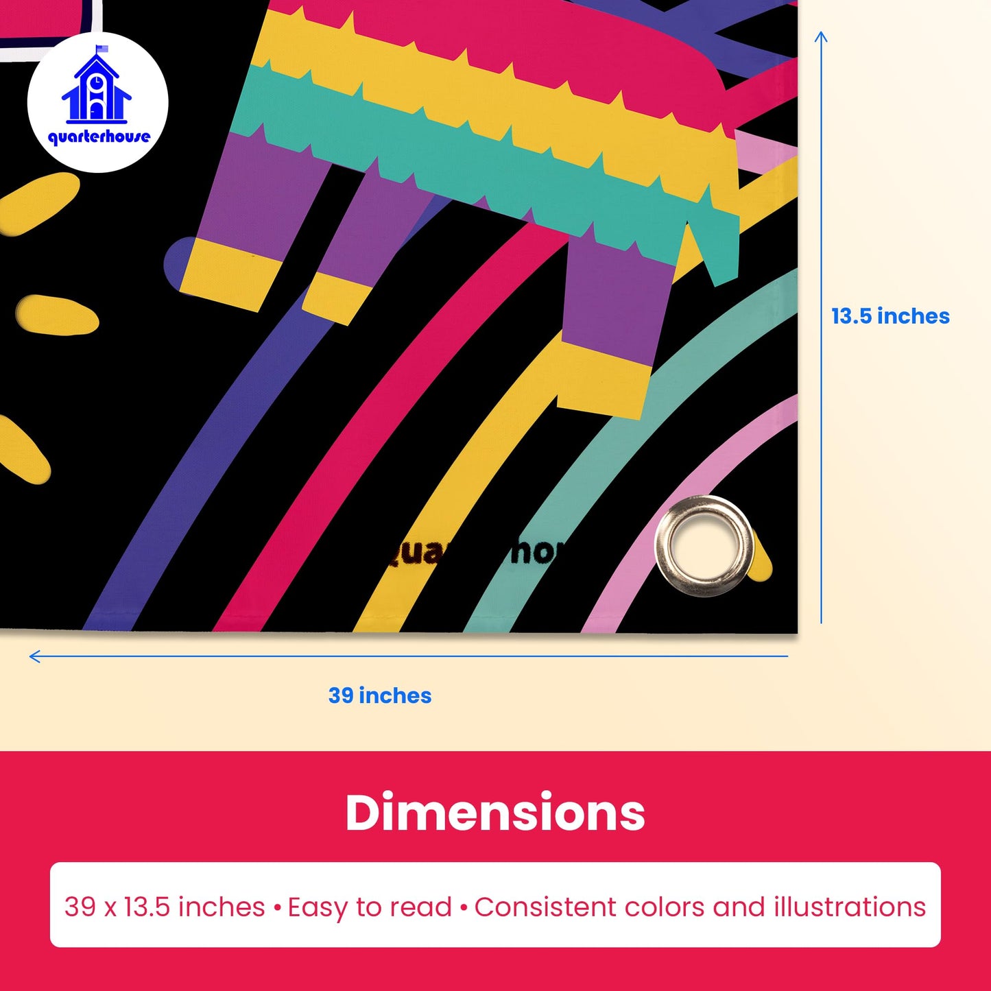 Quarterhouse Spanish Motivational (A) Banner Set, Spanish - ESL Classroom Learning Materials for K-12 Students and Teachers, Set of 3, 39 x 13.5 Inches, Extra Durable