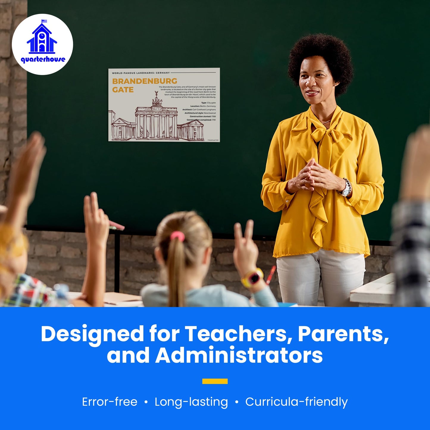 Quarterhouse Famous Landmarks of the World Poster Set, Social Studies and Geography Classroom Learning Materials for K-12 Students and Teachers, Set of 6, 12 x 18 Inches, Extra Durable