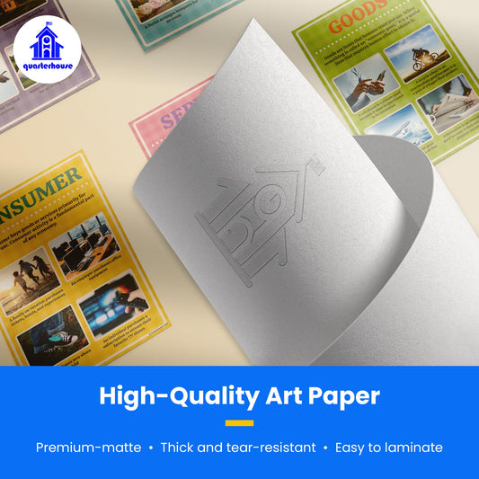 Quarterhouse Economics Vocabulary Poster Set, Social Studies Classroom Learning Materials for K-12 Students and Teachers, Set of 10, 12 x 18 Inches, Extra Durable