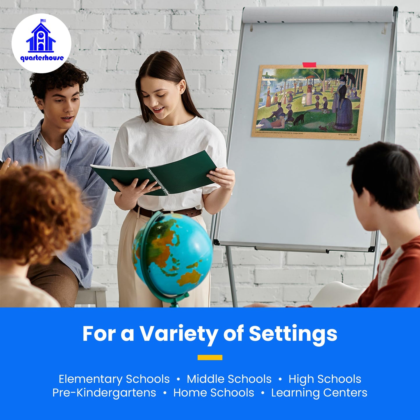 Quarterhouse Famous Paintings in History Poster Set, Art Classroom Learning Materials for K-12 Students and Teachers, Set of 9, 12 x 18 Inches, Extra Durable