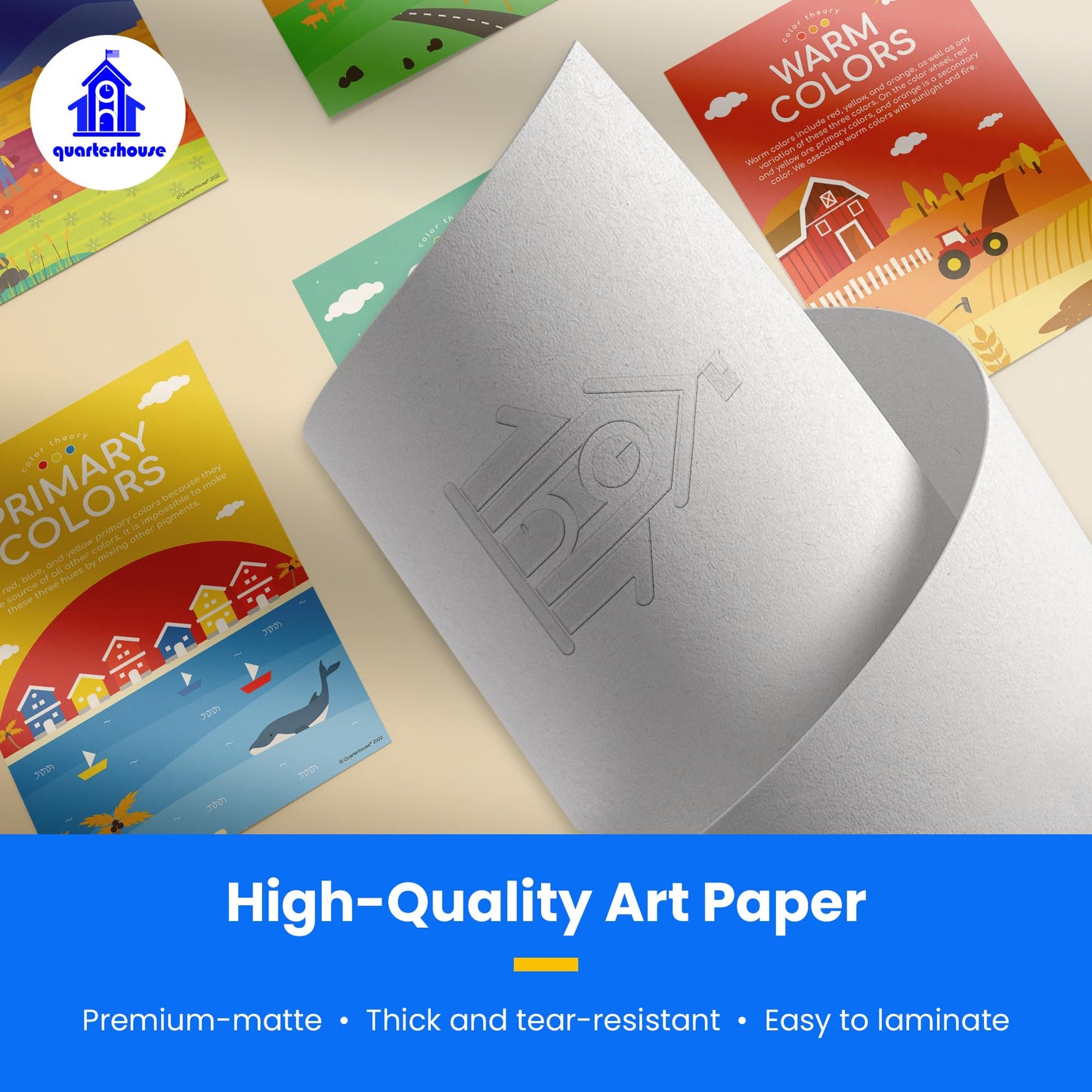 Quarterhouse Color Theory Poster Set, Art Classroom Learning Materials for K-12 Students and Teachers, Set of 7, 12 x 18 Inches, Extra Durable