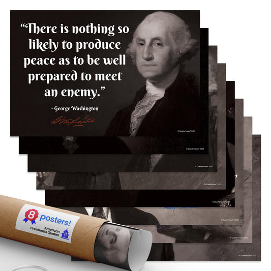 Quarterhouse American Presidents Quotes Poster Set, Social Studies Classroom Learning Materials for K-12 Students and Teachers, Set of 8, 12 x 18 Inches, Extra Durable