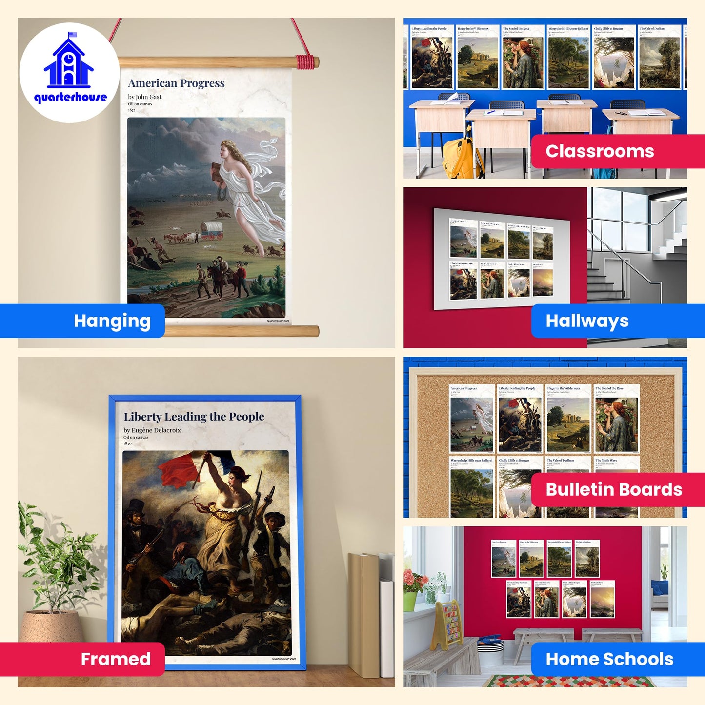 Quarterhouse Romanticism Paintings Poster Set, Art and Art History Classroom Learning Materials for K-12 Students and Teachers, Set of 8, 12 x 18 Inches, Extra Durable