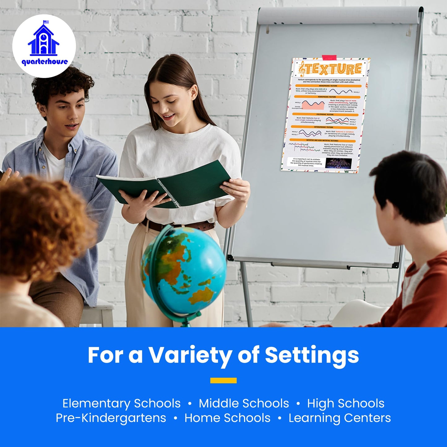 Quarterhouse Elements of Music Poster Set, Music (Band, Orchestra, and Choir) Classroom Learning Materials for K-12 Students and Teachers, Set of 6, 12 x 18 Inches, Extra Durable