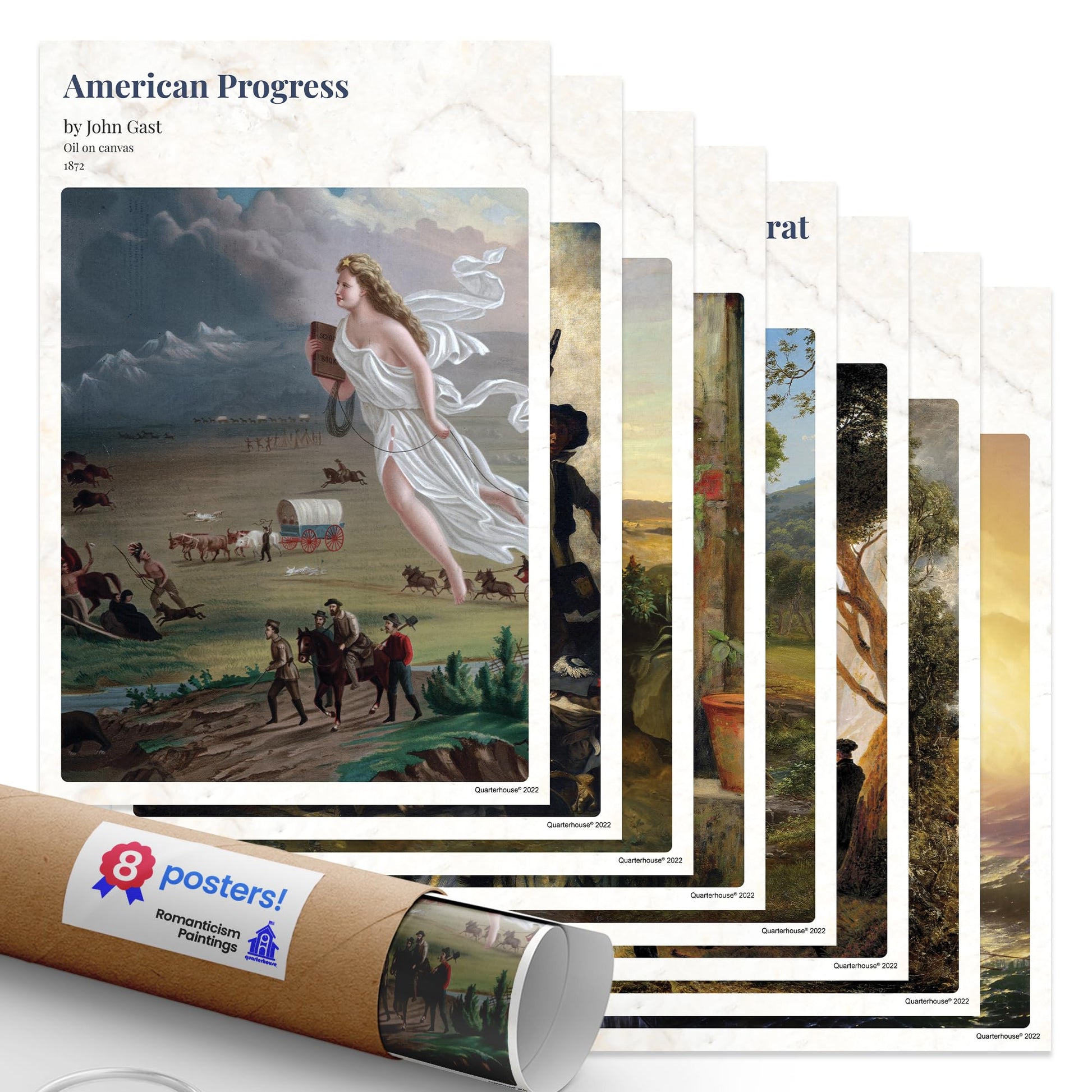 Quarterhouse Romanticism Paintings Poster Set, Art and Art History Classroom Learning Materials for K-12 Students and Teachers, Set of 8, 12 x 18 Inches, Extra Durable