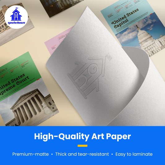 Quarterhouse Famous US Government Buildings Poster Set, Social Studies Classroom Learning Materials for K-12 Students and Teachers, Set of 7, 12 x 18 Inches, Extra Durable