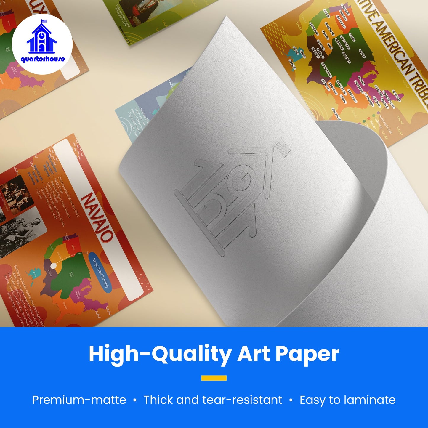 Quarterhouse Native American Tribes of the United States Poster Set, Social Studies Classroom Learning Materials for K-12 Students and Teachers, Set of 7, 12 x 18 Inches, Extra Durable