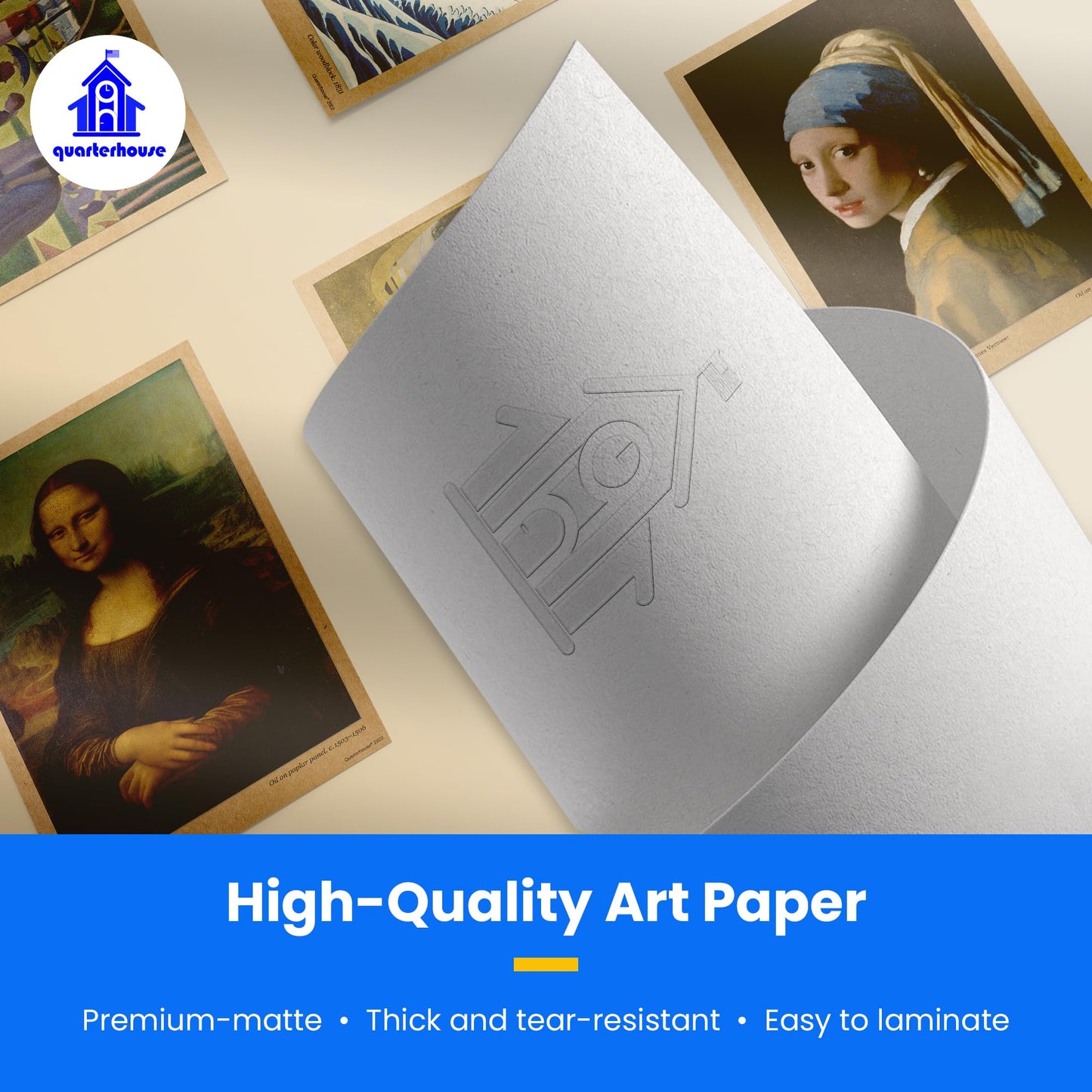 Quarterhouse Famous Paintings in History Poster Set, Art Classroom Learning Materials for K-12 Students and Teachers, Set of 9, 12 x 18 Inches, Extra Durable