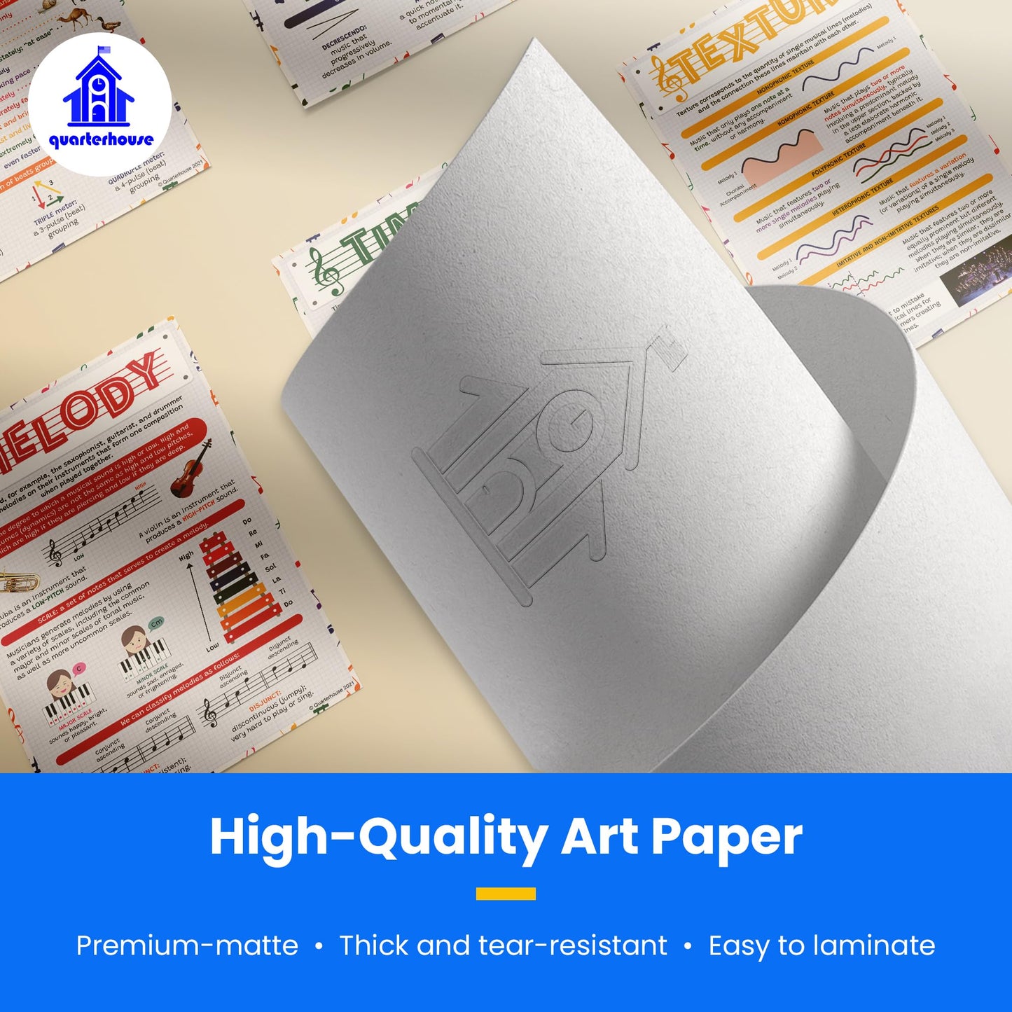 Quarterhouse Elements of Music Poster Set, Music (Band, Orchestra, and Choir) Classroom Learning Materials for K-12 Students and Teachers, Set of 6, 12 x 18 Inches, Extra Durable