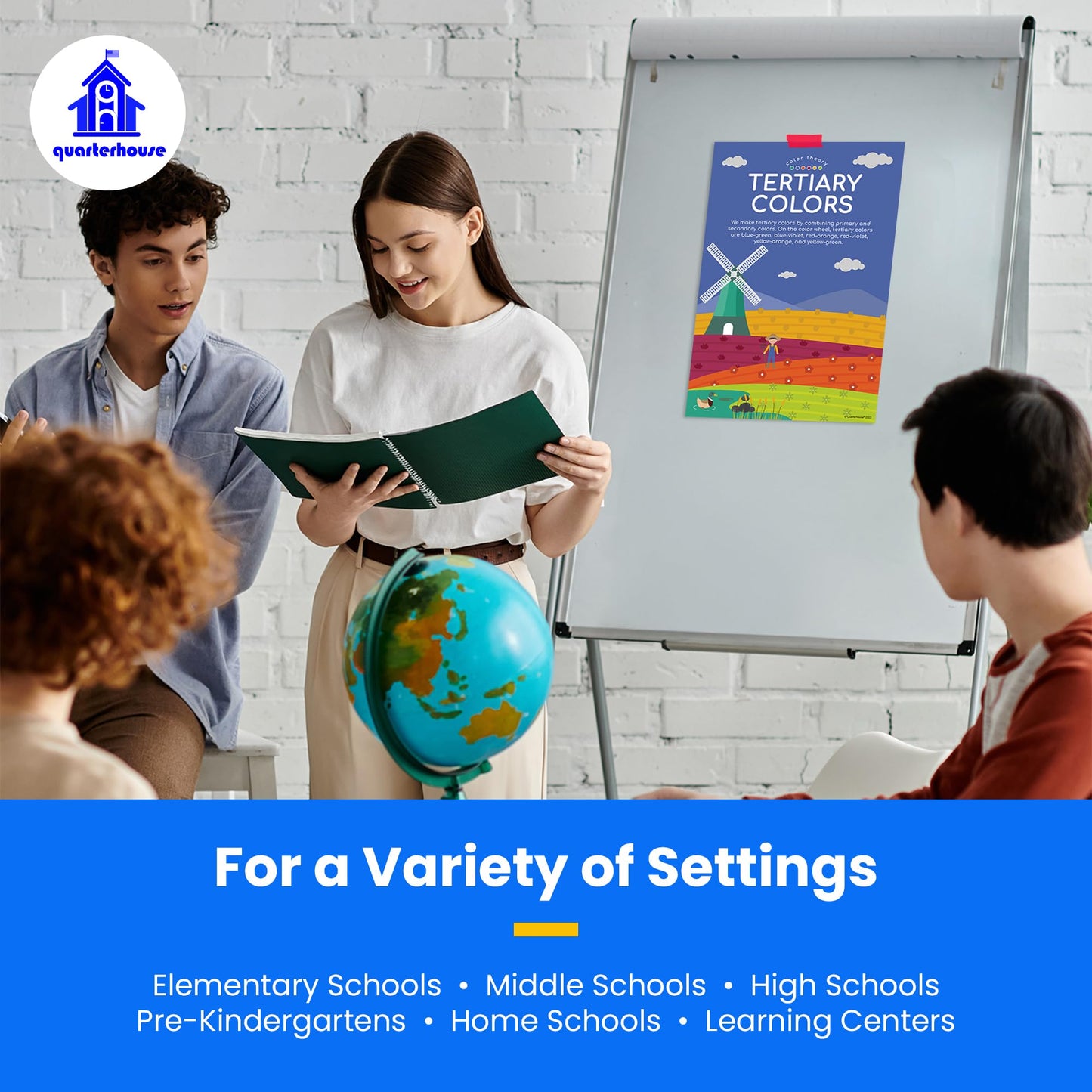 Quarterhouse Color Theory Poster Set, Art Classroom Learning Materials for K-12 Students and Teachers, Set of 7, 12 x 18 Inches, Extra Durable