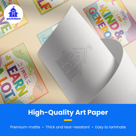 Quarterhouse Positive Affirmations Poster Set, Primary Classroom Learning Materials for K-12 Students and Teachers, Set of 8, 12 x 18 Inches, Extra Durable