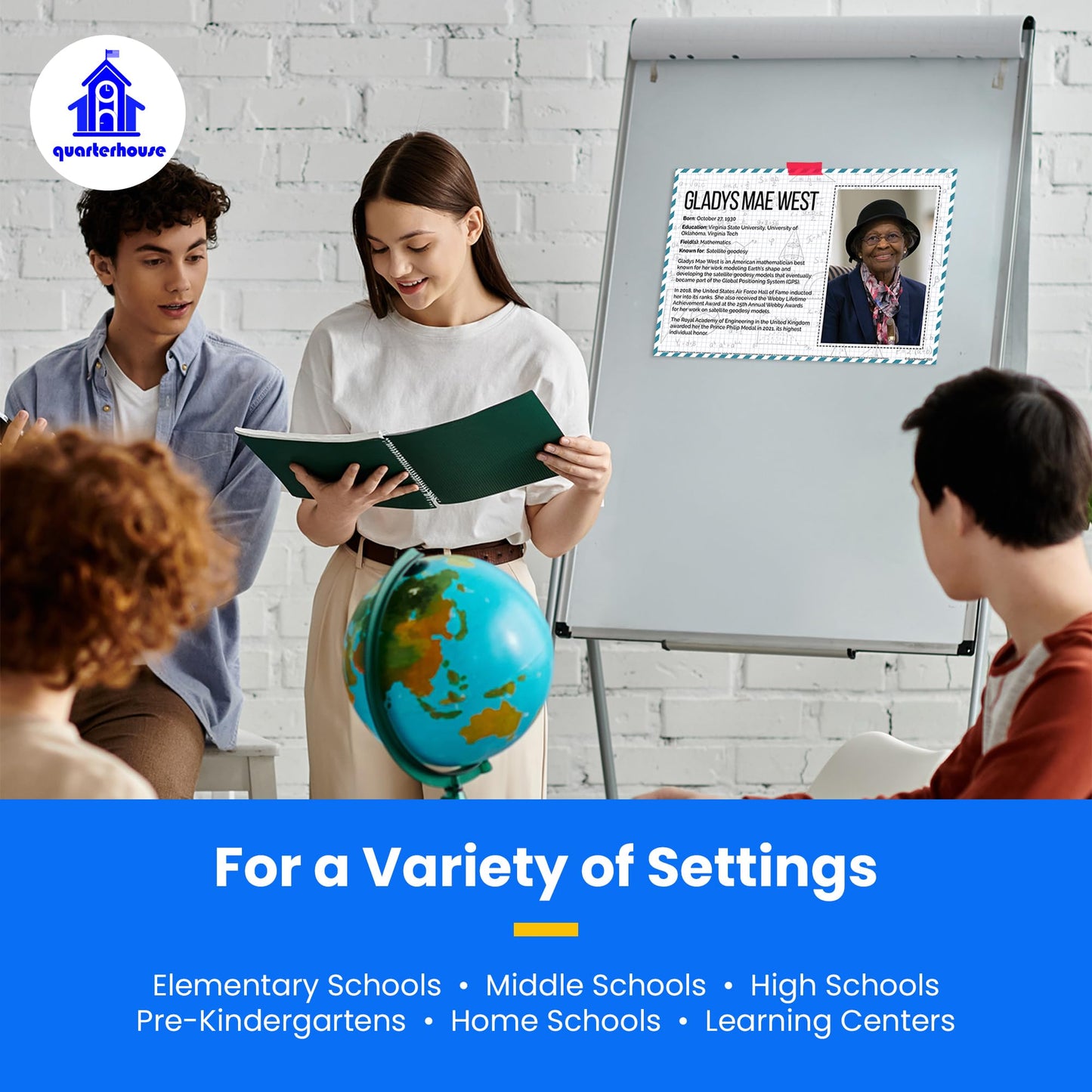 Quarterhouse Black Mathematicians Poster Set, Math and History Classroom Learning Materials for K-12 Students and Teachers, Set of 6, 12 x 18 Inches, Extra Durable