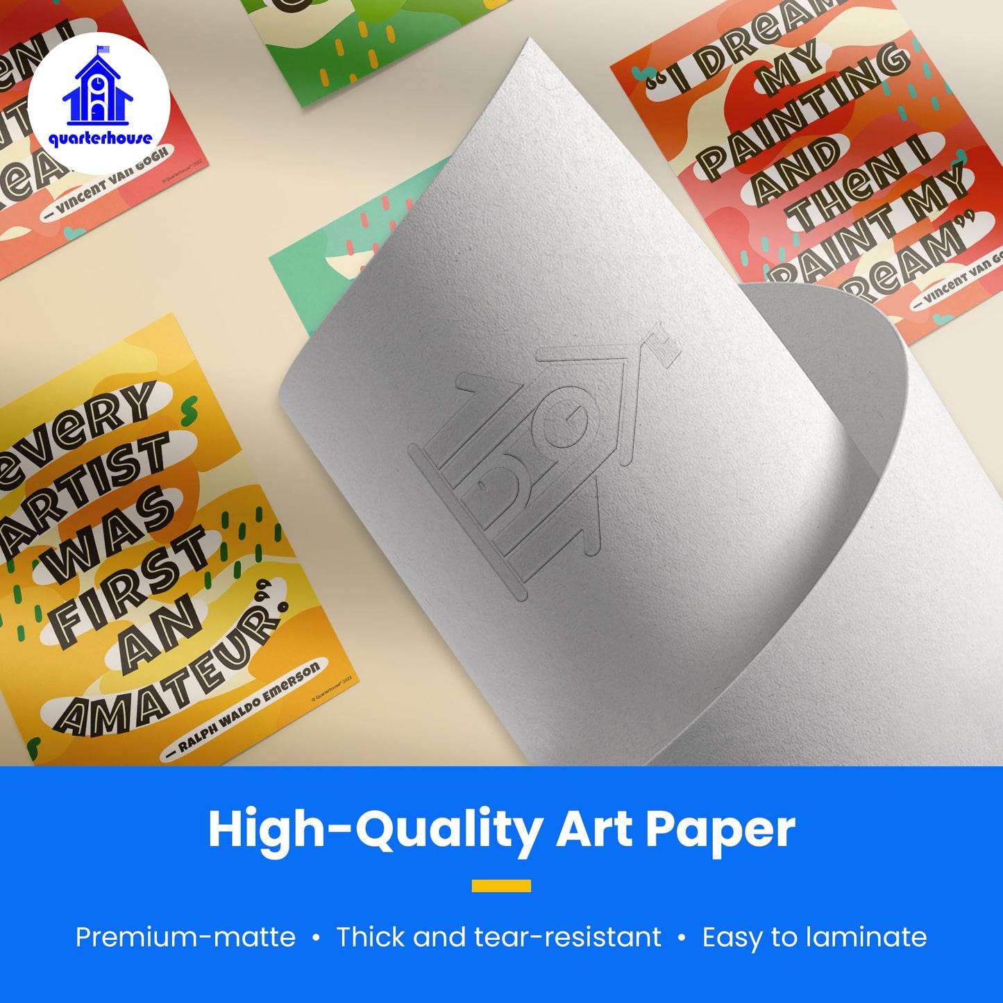 Quarterhouse Art Motivation Poster Set, Art Classroom Learning Materials for K-12 Students and Teachers, Set of 4, 12 x 18 Inches, Extra Durable