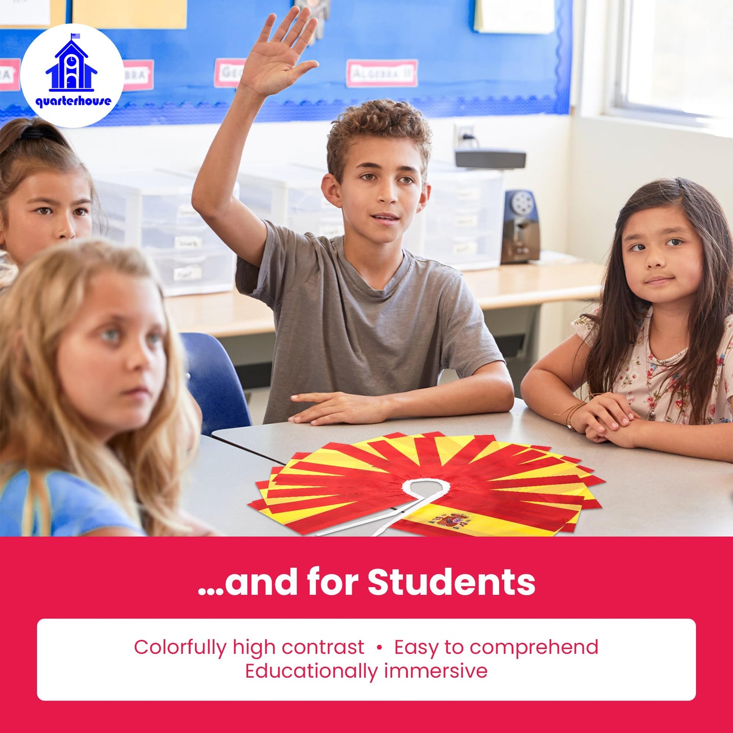 Quarterhouse Spain Flags - 20 Flags Per String (Repeating) - Polyester, 8 x 12 Inches