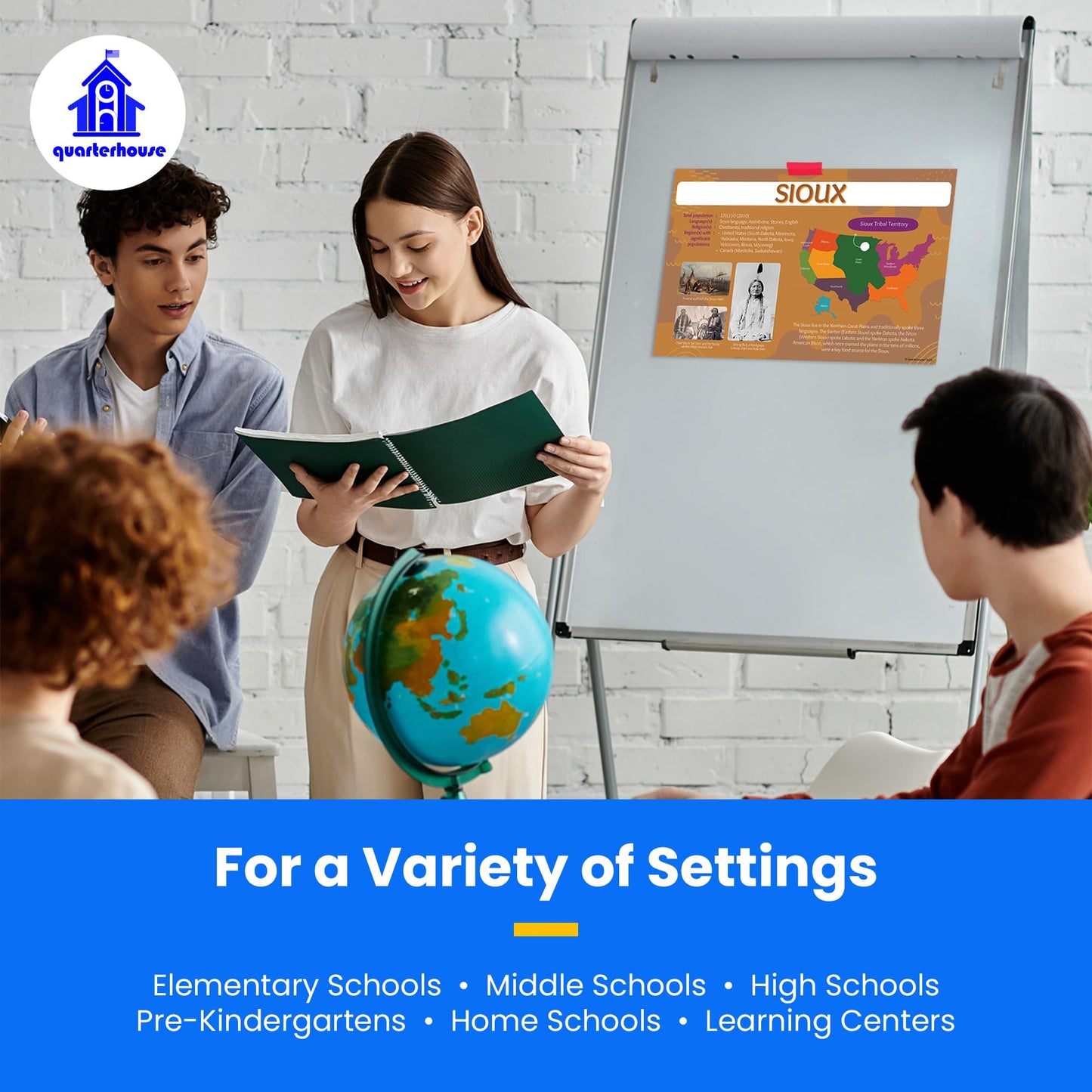 Quarterhouse Native American Tribes of the United States Poster Set, Social Studies Classroom Learning Materials for K-12 Students and Teachers, Set of 7, 12 x 18 Inches, Extra Durable