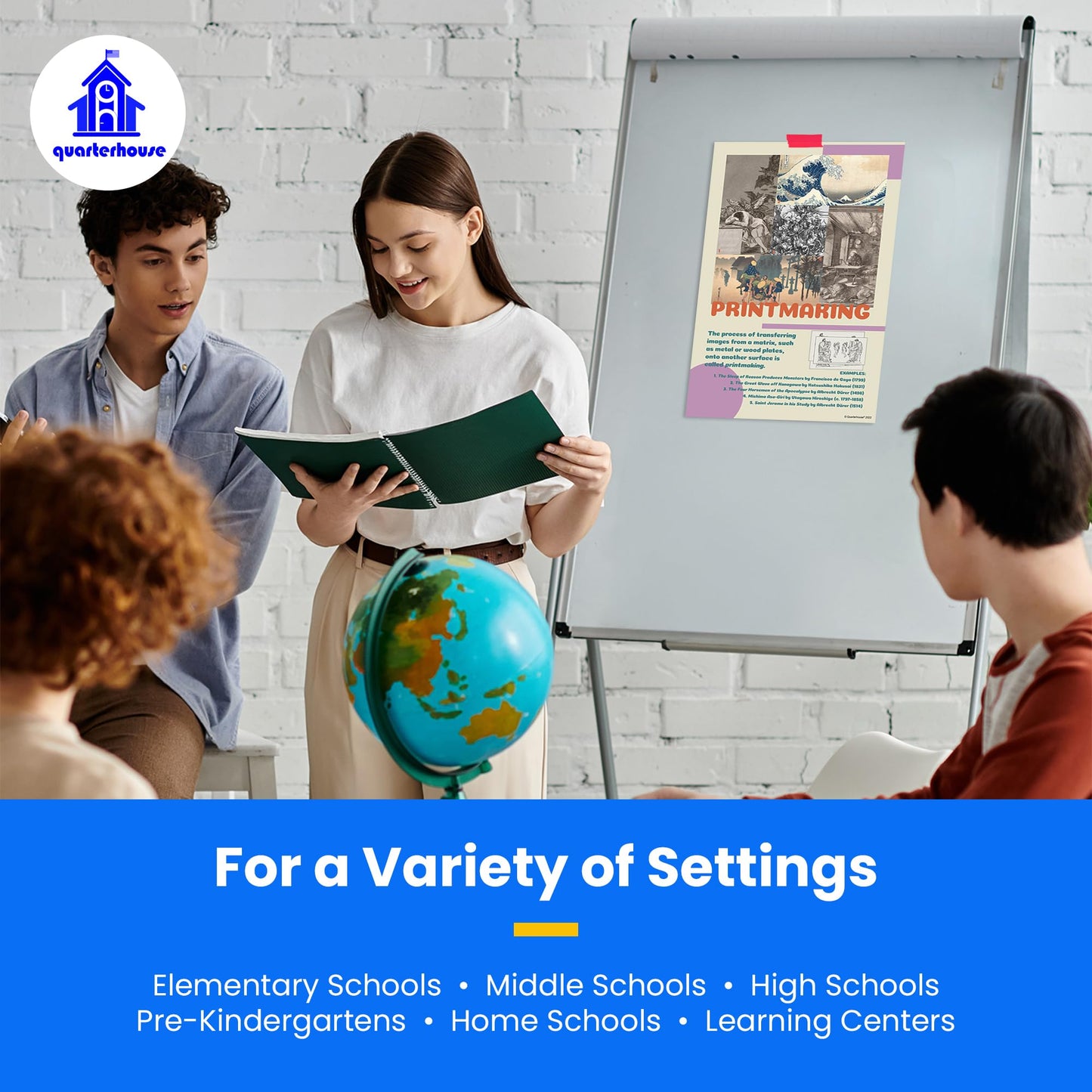 Quarterhouse Art Mediums Poster Set, Art Classroom Learning Materials for K-12 Students and Teachers, Set of 6, 12 x 18 Inches, Extra Durable