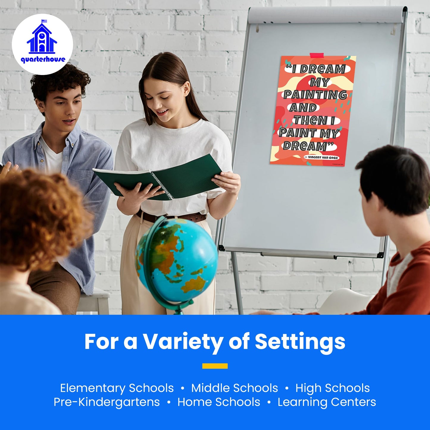 Quarterhouse Art Motivation Poster Set, Art Classroom Learning Materials for K-12 Students and Teachers, Set of 4, 12 x 18 Inches, Extra Durable