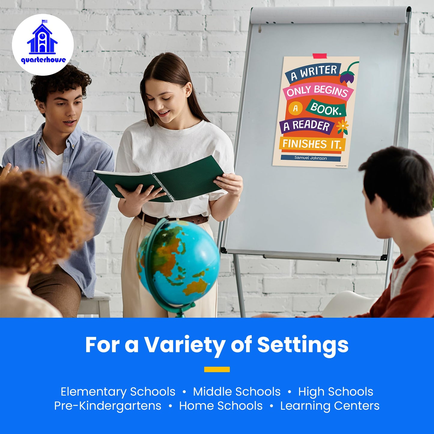 Quarterhouse Reading is Fun Poster Set, English - Language Arts Classroom Learning Materials for K-12 Students and Teachers, Set of 6, 12 x 18 Inches, Extra Durable