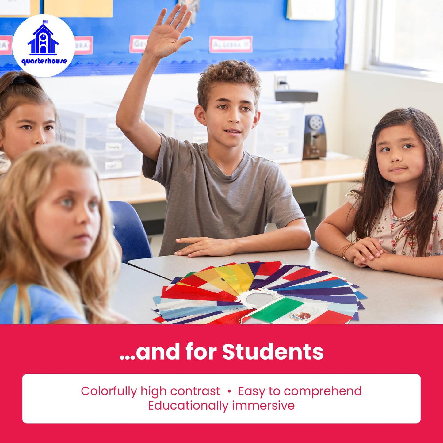 Quarterhouse Spanish Language Country Flags for the Classroom - 18 Latin American Countries Plus Spain, Puerto Rico, and Equatorial Guinea - 21 Flags Per String - Polyester, 8 x 12 Inches