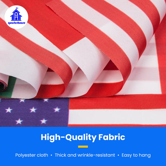Quarterhouse Mexican and American Flags - 20 Alternating Flags Per String - Polyester, 8 x 12 Inches