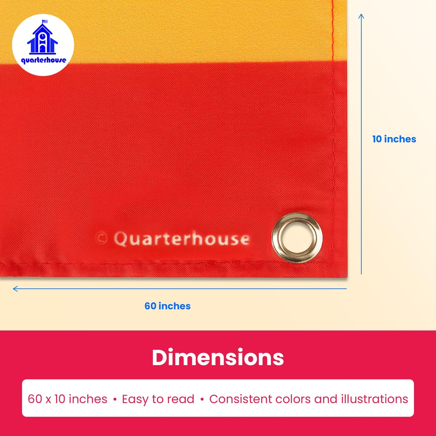 Quarterhouse Bienvenidos Welcome Banner for Spanish Classrooms, Businesses, & Special Events - Spanish Flag (Yellow & Red) Background - Polyester, 60 x 10 Inches