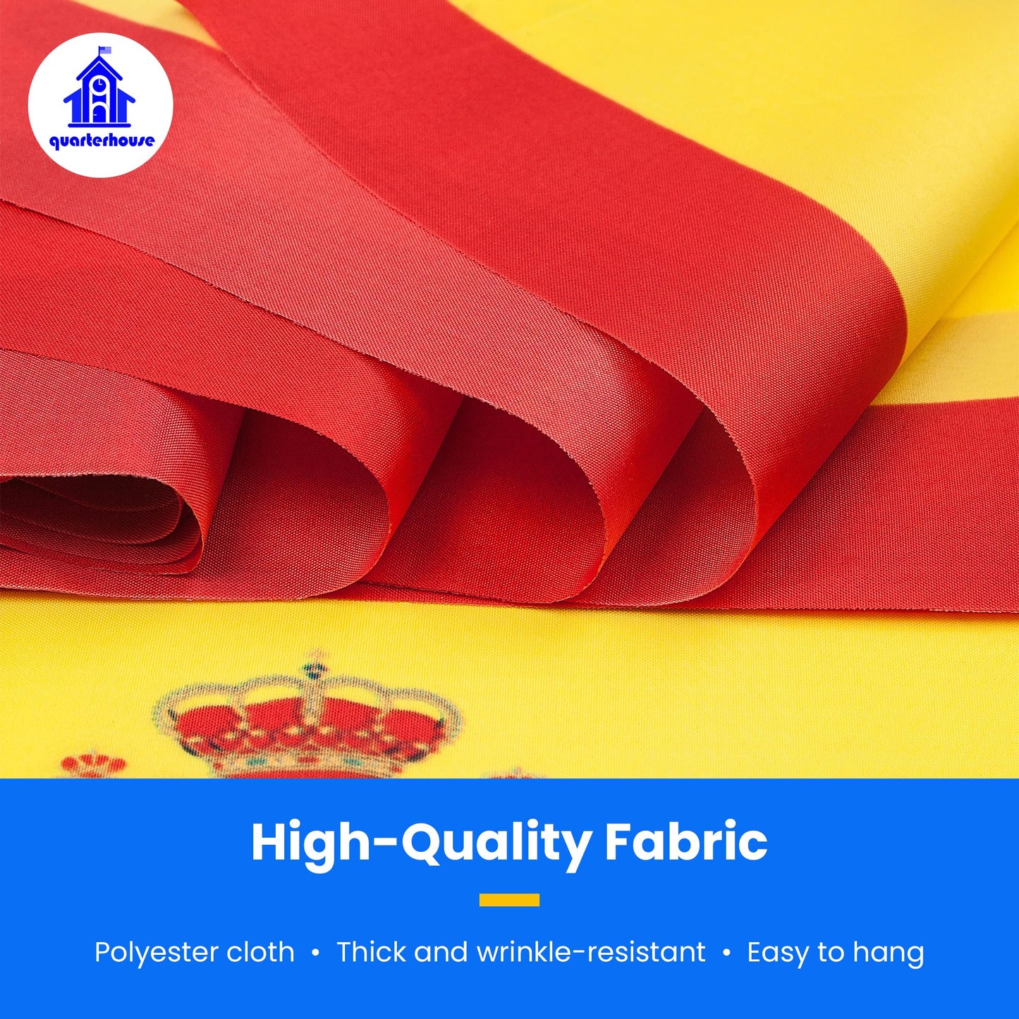 Quarterhouse Spain Flags - 20 Flags Per String (Repeating) - Polyester, 8 x 12 Inches