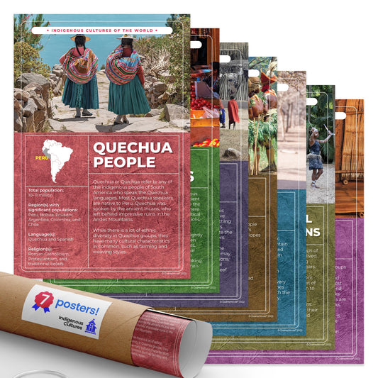 Quarterhouse Indigenous Cultures Poster Set, Social Studies Classroom Learning Materials for K-12 Students and Teachers, Set of 7, 12 x 18 Inches, Extra Durable