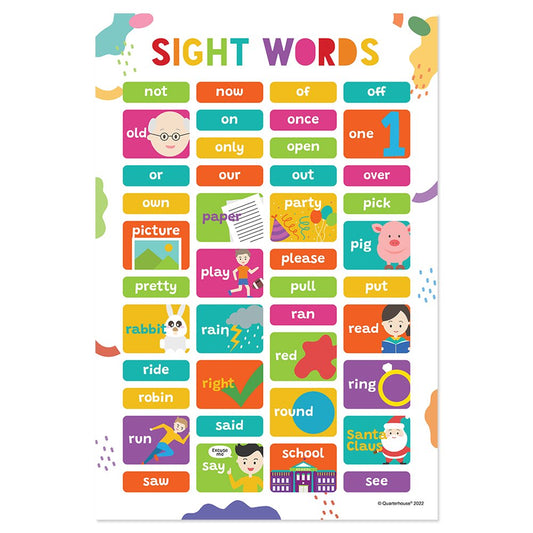 Quarterhouse Sight Words N-S Poster, English-Language Arts Classroom Materials for Teachers